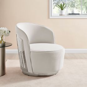 Luxe Elegance Swivel Accent Chair // White with Chrome Back Detail