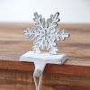 Rustic Cast Iron Snowflake Stocking Holder for Christmas Decor