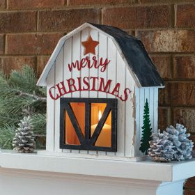 Rustic Wooden Holiday Barn Lantern for Festive Decor