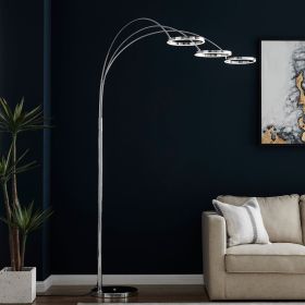 LED Three Ring Hong Kong  Arc Floor lamp // Chrome, Not Dimmable