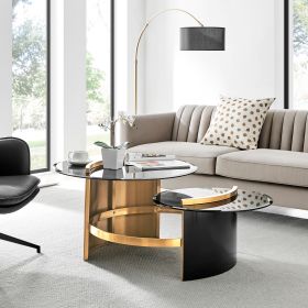 Eclipse Noir Glass Coffee Table // Black and Gold