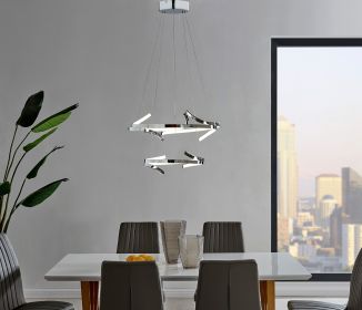 Beijing LED adjustable Round Chandelier // Chrome