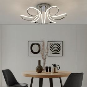 6  Petal Flower Dimmable LED Flush Mount Lamp // Chrome