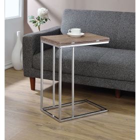 Danson Side Table in Weathered Oak & Chrome