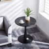 Modern 23.6'' Diameter Solid Metal Base Black Round End Table