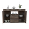 Lyon Sideboard, Two Drawers, Double Door Cabinets -Dark Walnut