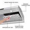 30 inch Under Cabinet Range Hood 3-Speed Touch Panel 800CFM Vent Remote Control