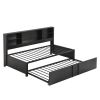 Metal Twin Size Daybed with Twin Size Trundle, Storage Shelves and USB Ports, Black