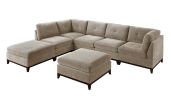 Modular Living Room Furniture Corner Wedge Camel Chenille Fabric 1pc Cushion Wedge Sofa Couch Exposed Wooden base