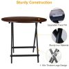 31.5in Round High Top Folding Table 2.6FT Iron Bar Foldable Wooden Dining Desk