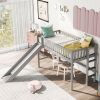 Twin Size Low Loft Bed with Ladder and Slide, Gray(OLD SKU:WF196418AAE)