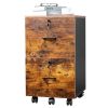 2-Drawer Rolling Wood File Cabinet with Lock, Brown & Black