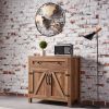 WESOME Modern Farmhouse Double Barn Door Accent Cabinet;  31 Inch