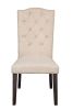 Gerardo Side Chair (Set-2) in Beige Linen & Weathered Espresso