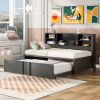 Metal Twin Size Daybed with Twin Size Trundle, Storage Shelves and USB Ports, Black