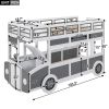 Twin over Twin Bus-shaped Bunk Bed with Wheels and Storage, Gray+White(Expected Arrival Time: 6.8)