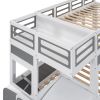 Twin over Twin Bus-shaped Bunk Bed with Wheels and Storage, Gray+White(Expected Arrival Time: 6.8)