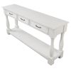 63inch Long Wood Console Table with 3 Drawers and 1 Bottom Shelf for Entryway Hallway Easy Assembly Extra-thick Sofa Table (Antique White)