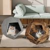 25.98'' Shaped Modern Pet Furniture Cat Kennel Side Table MDF Multi-Purpose Furniture Antique Wood Color