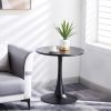 Modern 23.6'' Diameter Solid Metal Base Black Round End Table