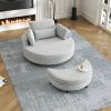 51-inch gray corduroy sofa with two throw pillows and a waist pillow with an extra tray for comfortable seating in small apartment bedrooms