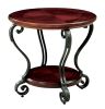 Traditional Style Brown Cherry 1pc END TABLE Open Bottom Shelf Ornate Design Living Room Furniture