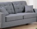 Living Room Furniture 2pc Sofa Set Grey Polyfiber Tufted Sofa Loveseat w Pillows Cushion Couch