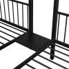 Full Over Twin & Twin Bunk Bed, Metal Triple Bunk Bed with Drawers and Guardrails, Black