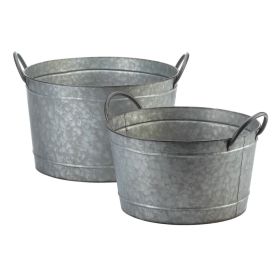 GALVANIZED BUCKET PLANTER DUO