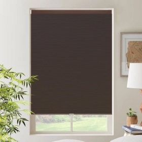 WELLSOURCE Cordless Cellular Shades without Drilling Honeycomb Blinds Blackout for Windows Bed Room, Office Easy to Install Custom Size (Color: Brown)