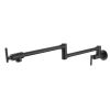 Wall Mounted Pot Filler Double Handle Kitchen Sink Faucet Folding Brass Swing Arm Modern Taps in Matte Black