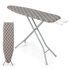 60 x 15 Inch Foldable Ironing Board with Iron Rest Extra Cotton Cover (Color: Gray)