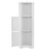 Tall Bathroom Corner Cabinet;  Freestanding Storage Cabinet with Doors and Adjustable Shelves;  MDF Board