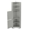 Tall Bathroom Corner Cabinet;  Freestanding Storage Cabinet with Doors and Adjustable Shelves;  MDF Board