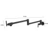 Wall Mounted Pot Filler Double Handle Kitchen Sink Faucet Folding Brass Swing Arm Modern Taps in Matte Black