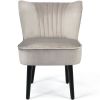 Set of 2 Upholstered Modern Leisure Club Chairs with Solid Wood Legs