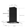 30 inch Stainless Steel Kitchen Island Range Hood 900CFM Tempered Glass 3 Speed Black LEDs