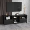 WESOME 70.08 Inch Length Black TV Stand for Living Room and Bedroom;  with 2 Drawers and 4 High-Capacity Storage Compartment.