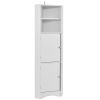 Tall Bathroom Corner Cabinet;  Freestanding Storage Cabinet with Doors and Adjustable Shelves;  MDF Board