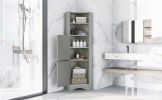 Tall Bathroom Corner Cabinet;  Freestanding Storage Cabinet with Doors and Adjustable Shelves;  MDF Board